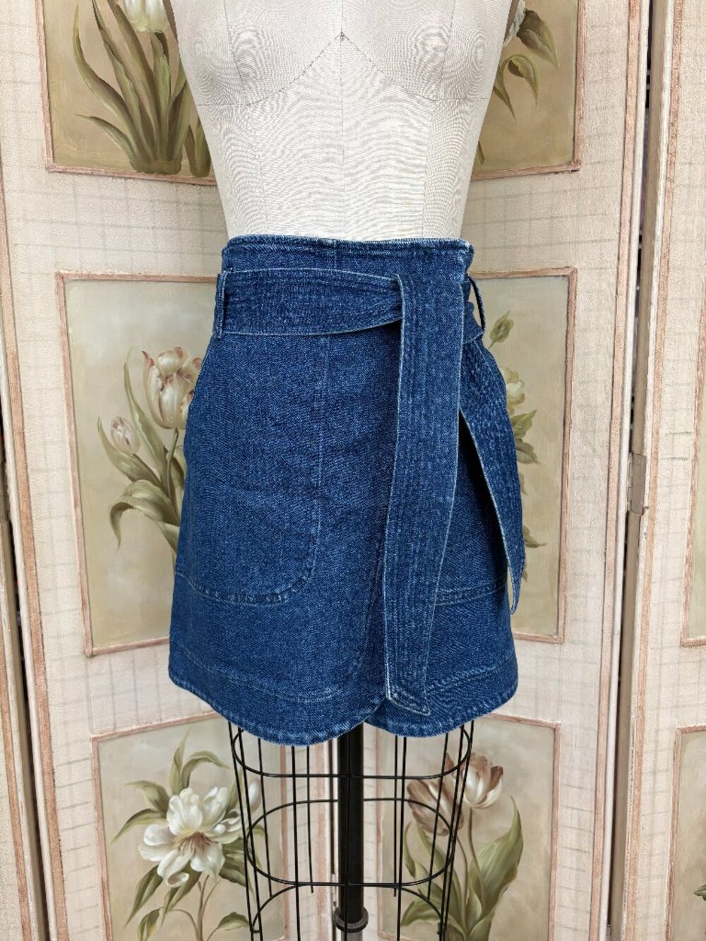 Sezane Blue Denim Wrap Skirt